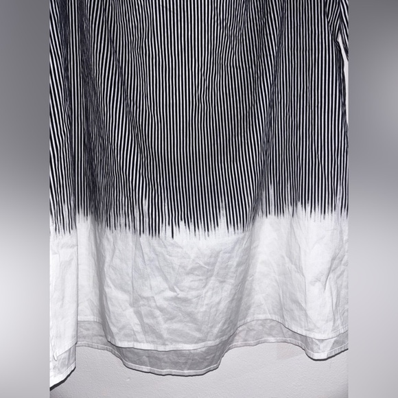 Lafayette 148 New York Black and White Striped Blouse - Picture 2 of 8